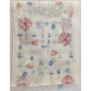 Kathie Lee‎ Collection Floral Scarf Italy Pastel Flowers 55"x11" Sheer...